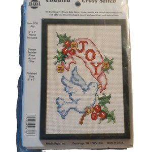 NeedleMagic Inc Counted Cross Stitch Christmas Kit #3795 Title 'Joy" New Sealed